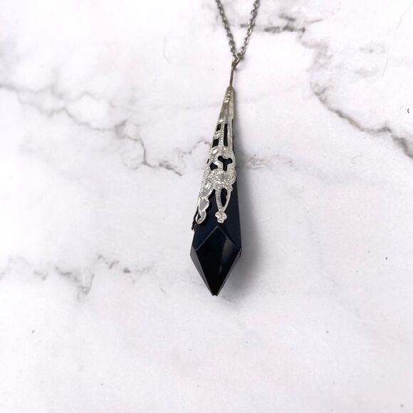 Black Resin Pendulum Necklace - Picture 6 of 10